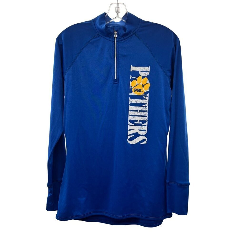 BAW Women's 1/4 Zip Pullover Active Top Blue/Multi  Size Medium Long Sleeve